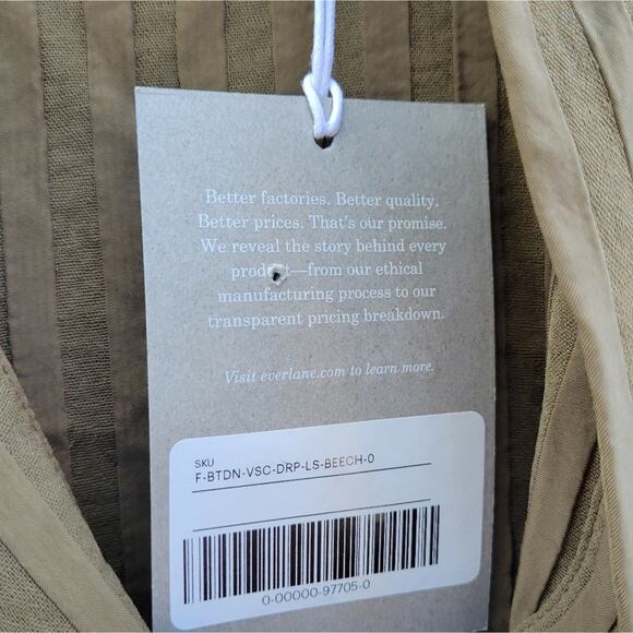 Everlane The City Stripe Shirt in Olive size 0 - Picture 5 of 8